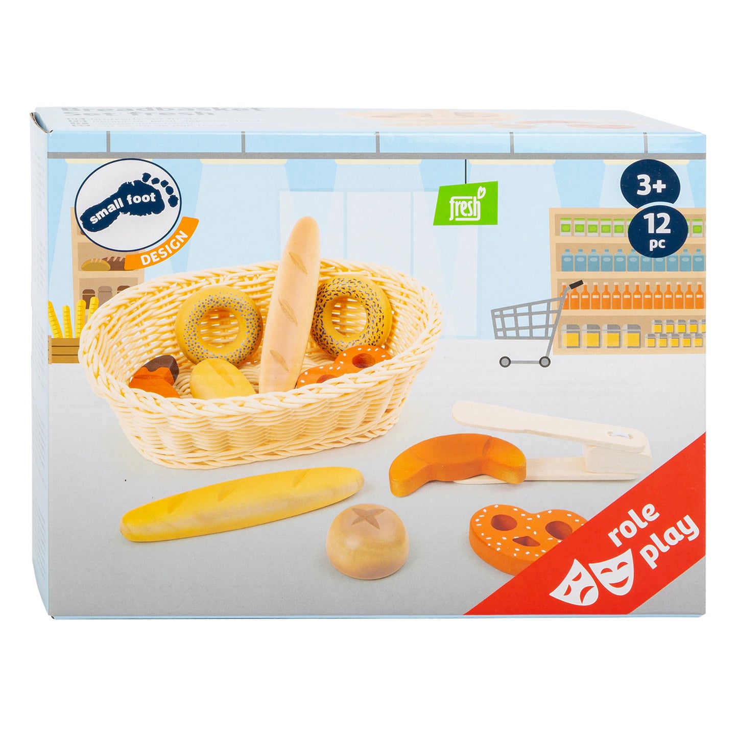 Petit panier à pain en plastique avec pain de playets, 12dlg.