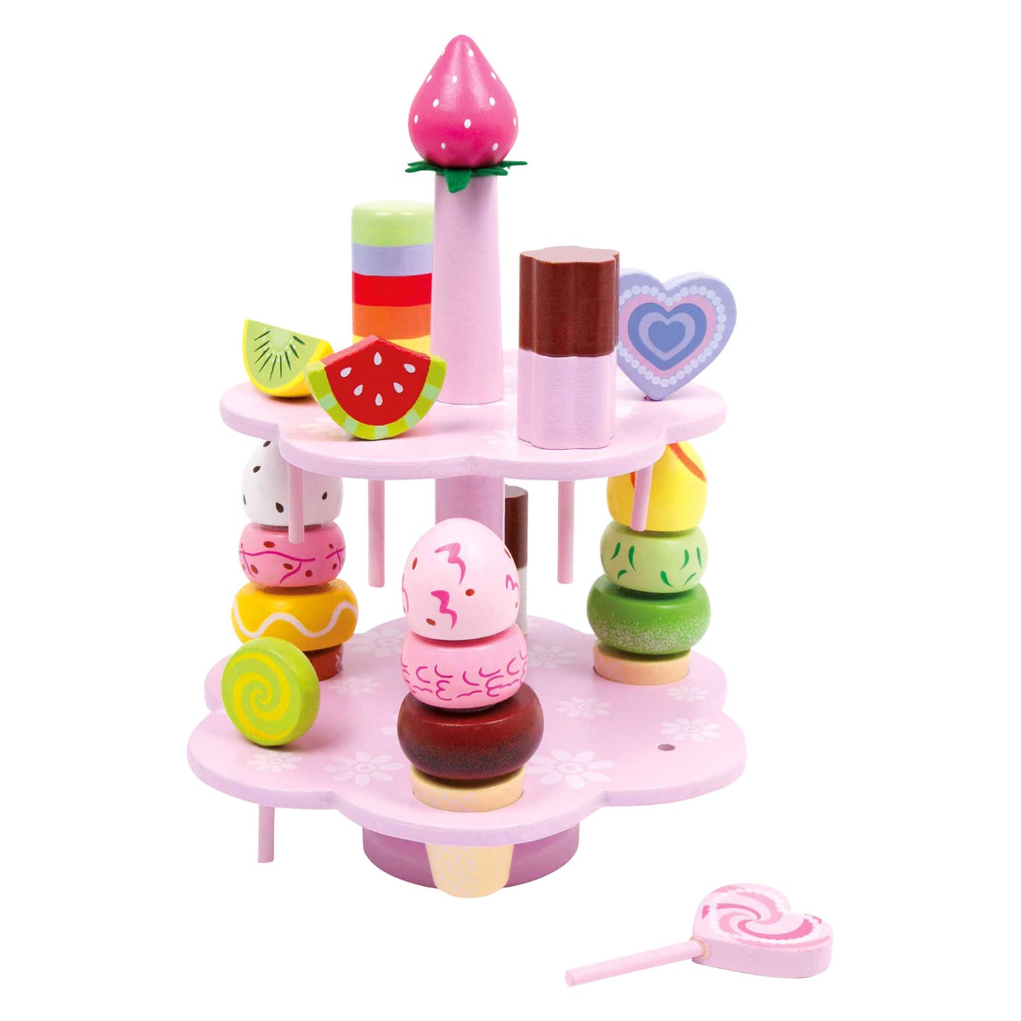 Petit pied d'étage en bois avec bonbons Speelten, 22dlg.