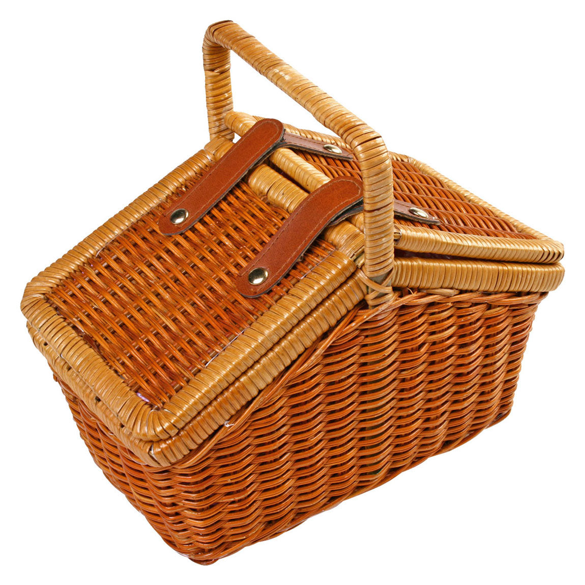 Petit panier de pique-nique en bois avec une vaisselle romantique, 30dlg.