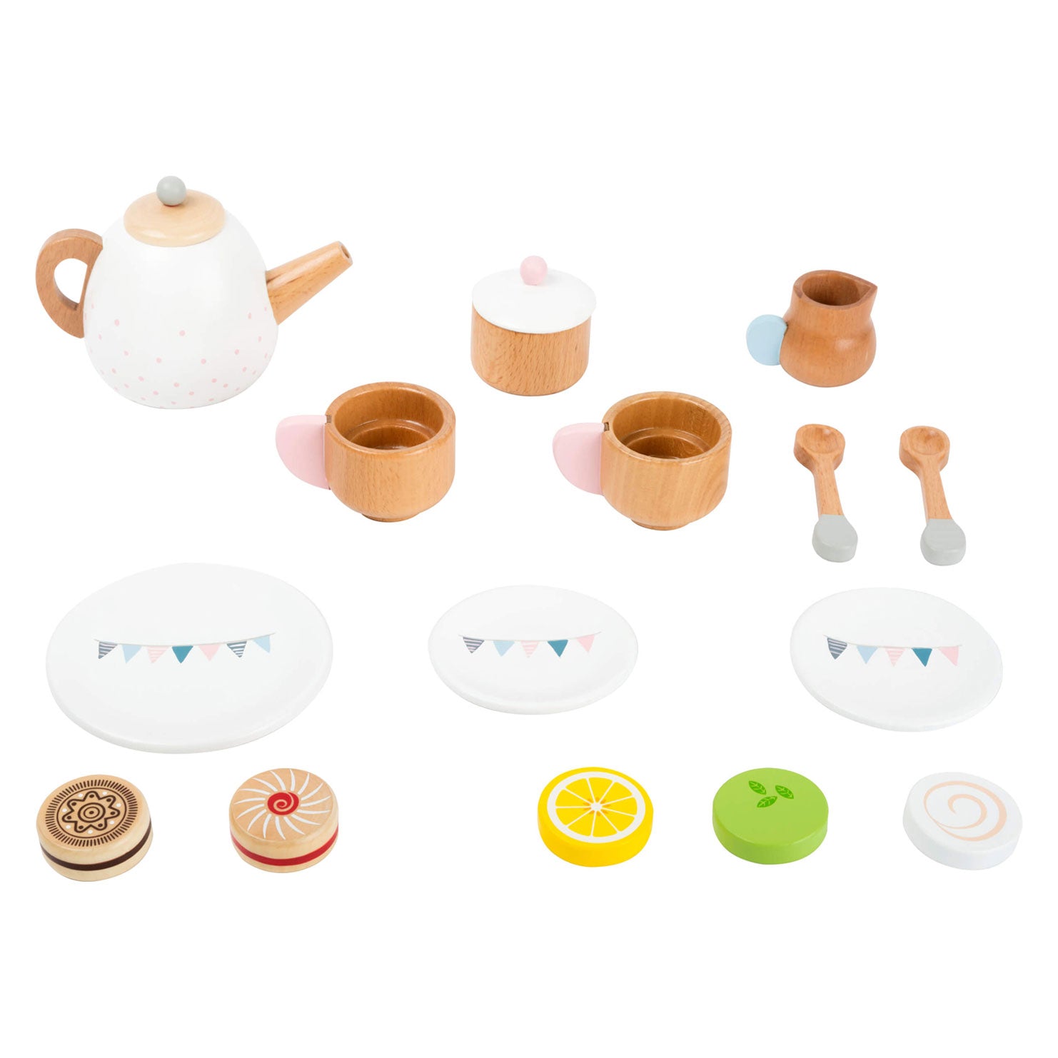 Small Foot Wooden Tea Ensemble avec playets, 17dlg.