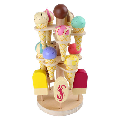 Players en bois à petit pied crème glacée sur la norme de glace mobile, 16dlg.