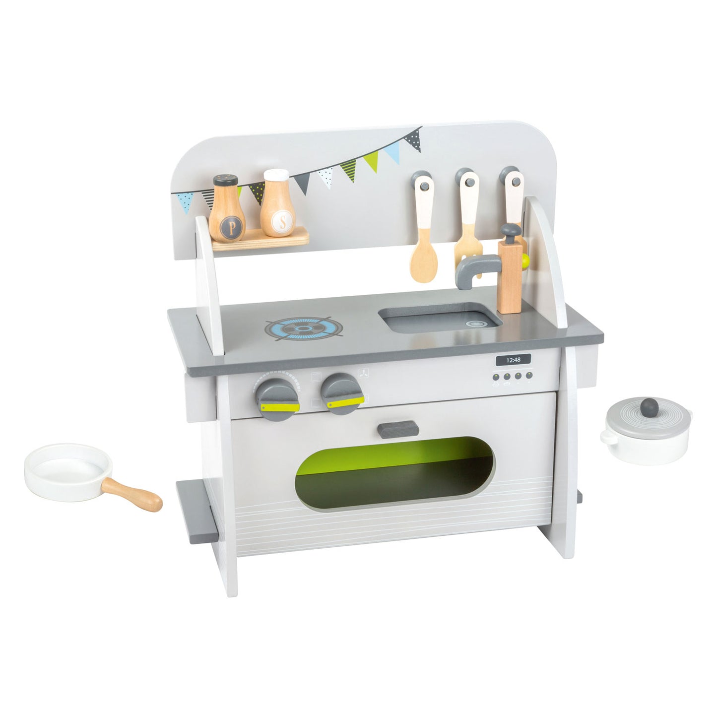 Cuisine de jeu en bois à petit pied compact, 9dlg.