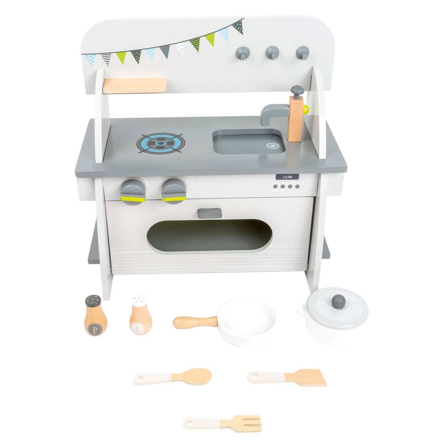 Cuisine de jeu en bois à petit pied compact, 9dlg.