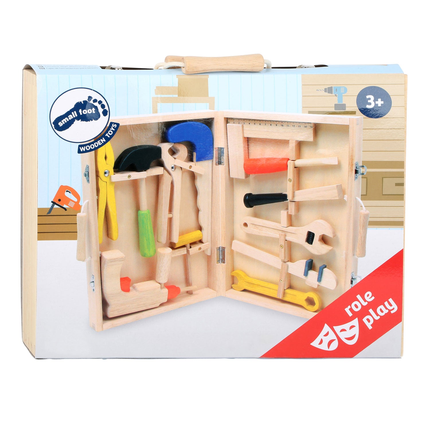 Étui à outils en bois à petit pied, 13dlg.