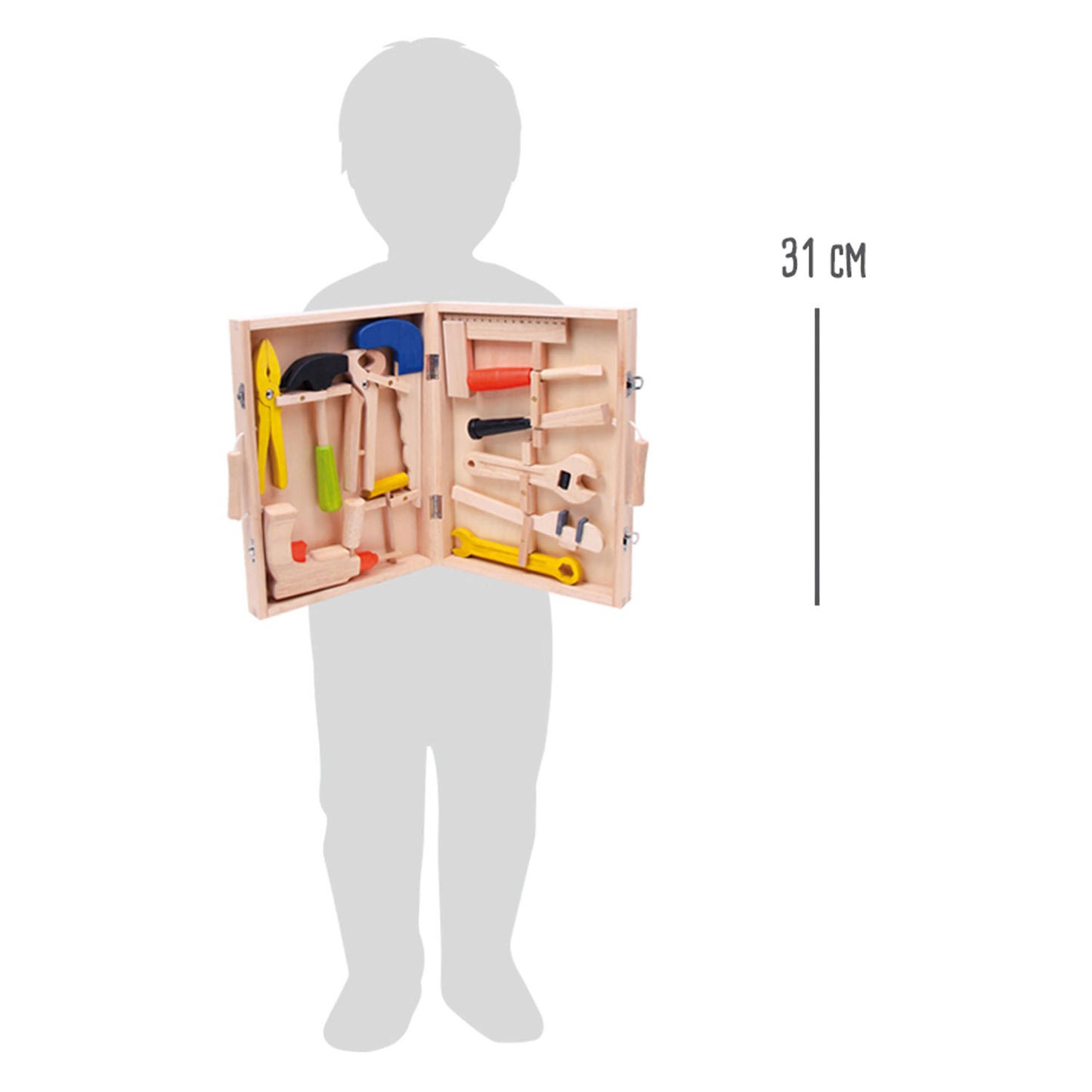 Étui à outils en bois à petit pied, 13dlg.