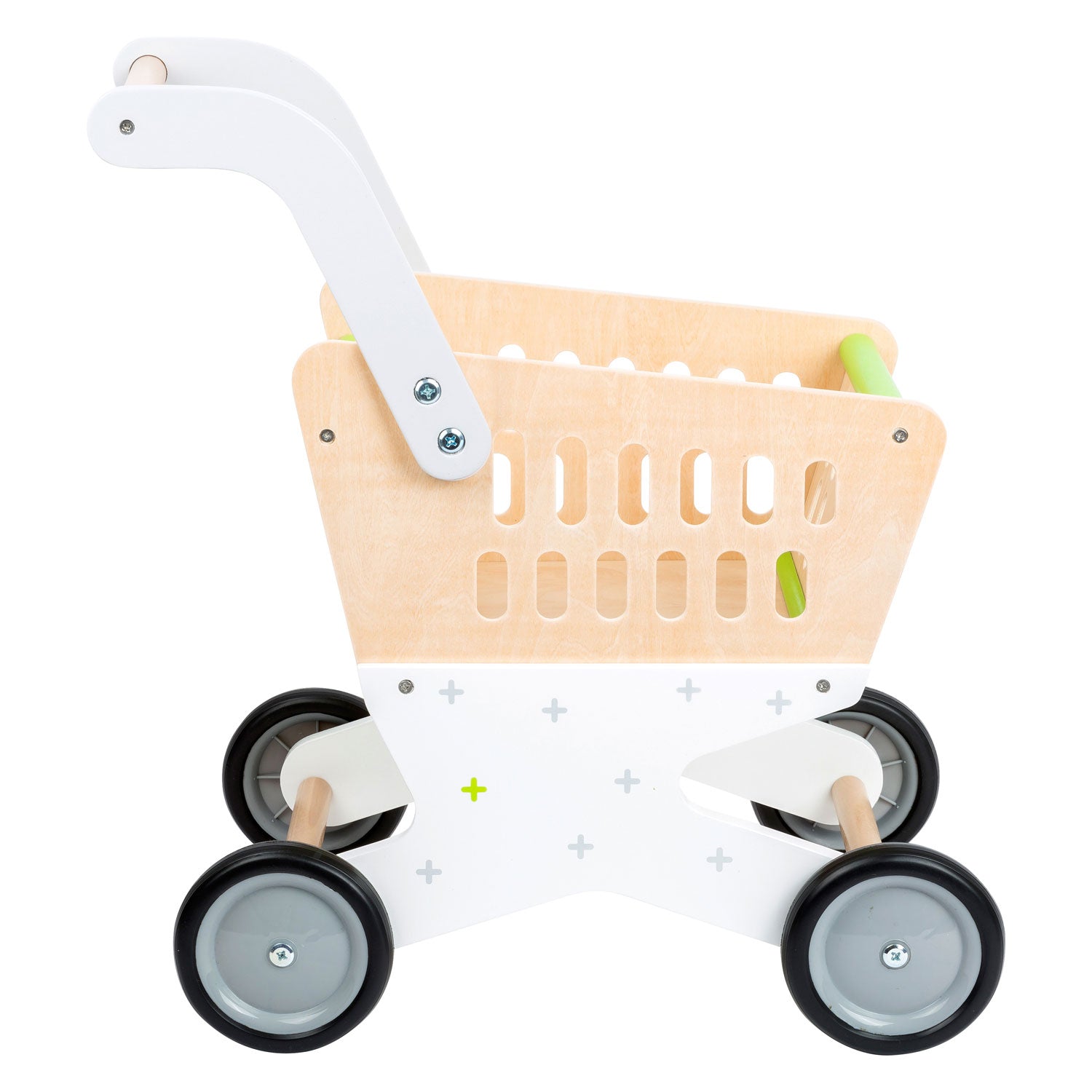 Supermarché de panier d'achat en bois à petit pied