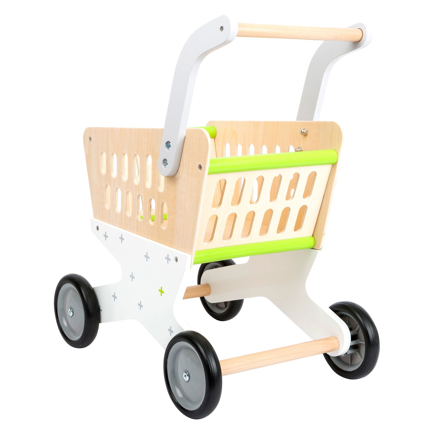 Supermarché de panier d'achat en bois à petit pied