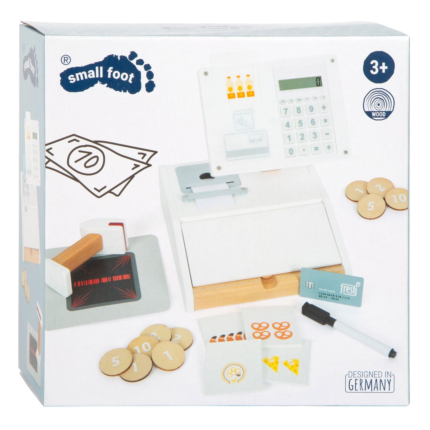 Côte de jouets en bois à petit pied avec scanner, 15dlg.