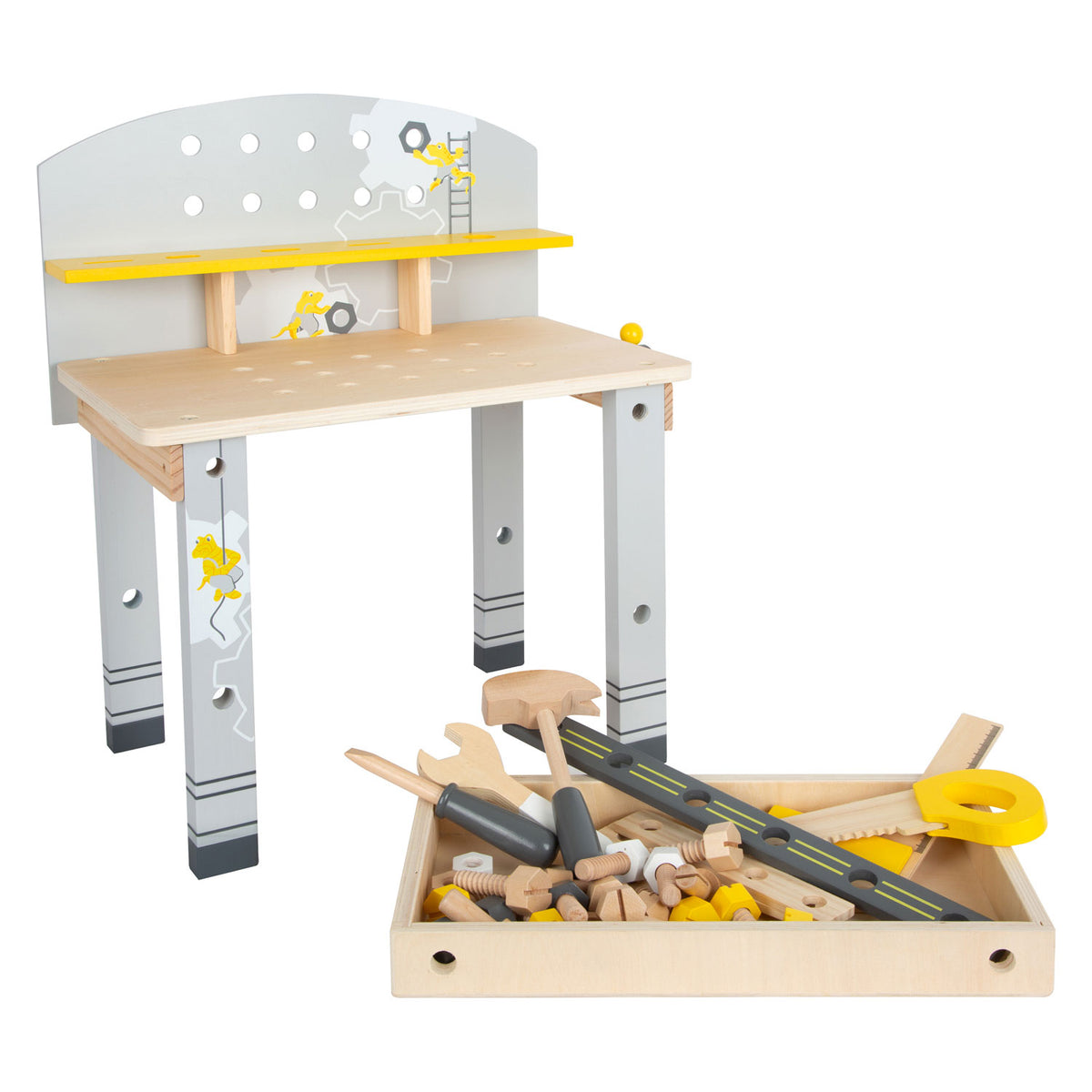 Petit pied de travail en bois compact Miniwob, 34dlg.