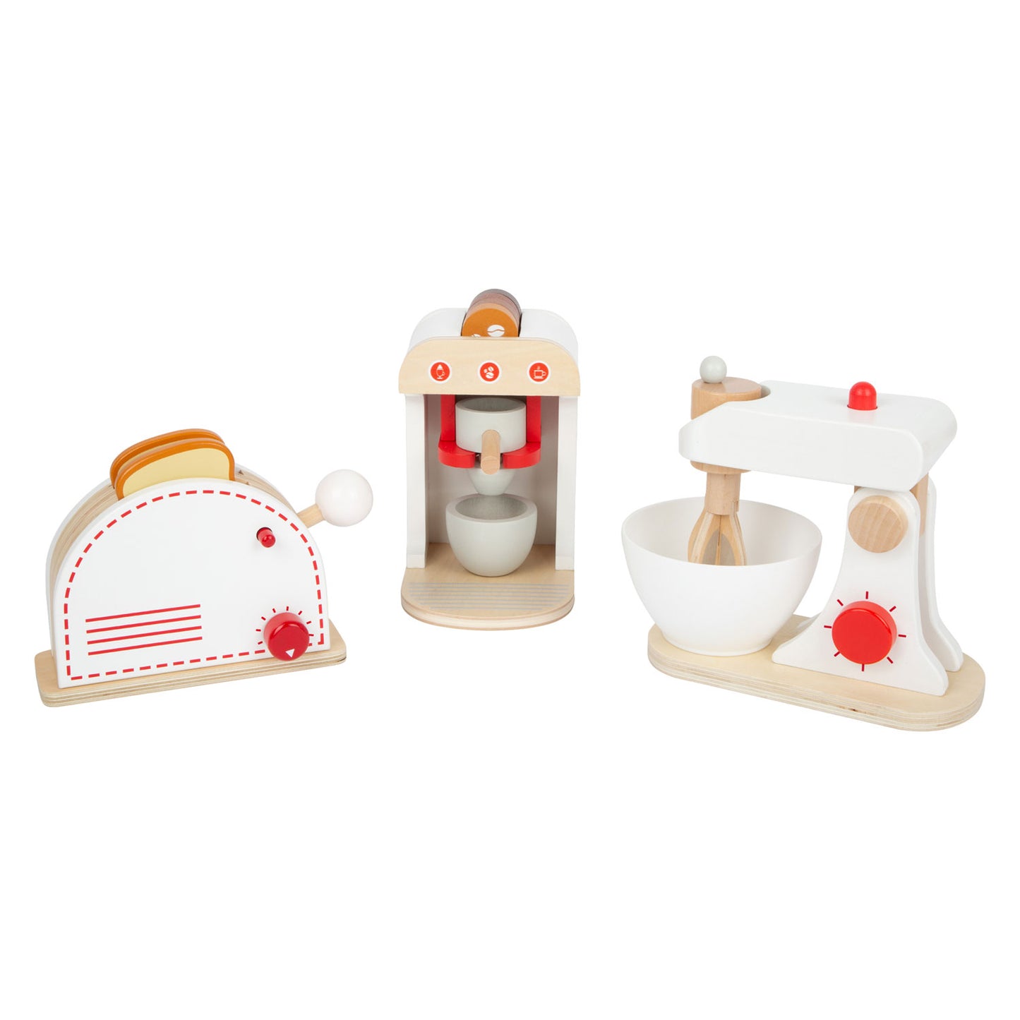 Ensemble d'appareils de cuisine en bois à petit pied, ensemble de 3