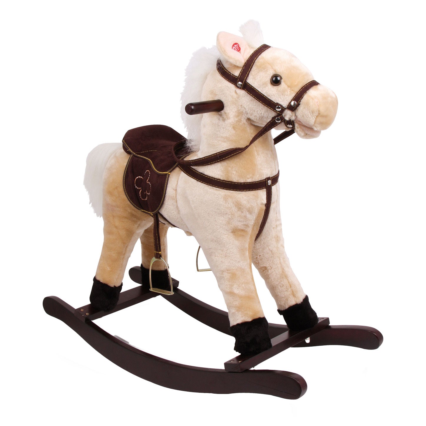 Petit pied en bois à bascule en peluche