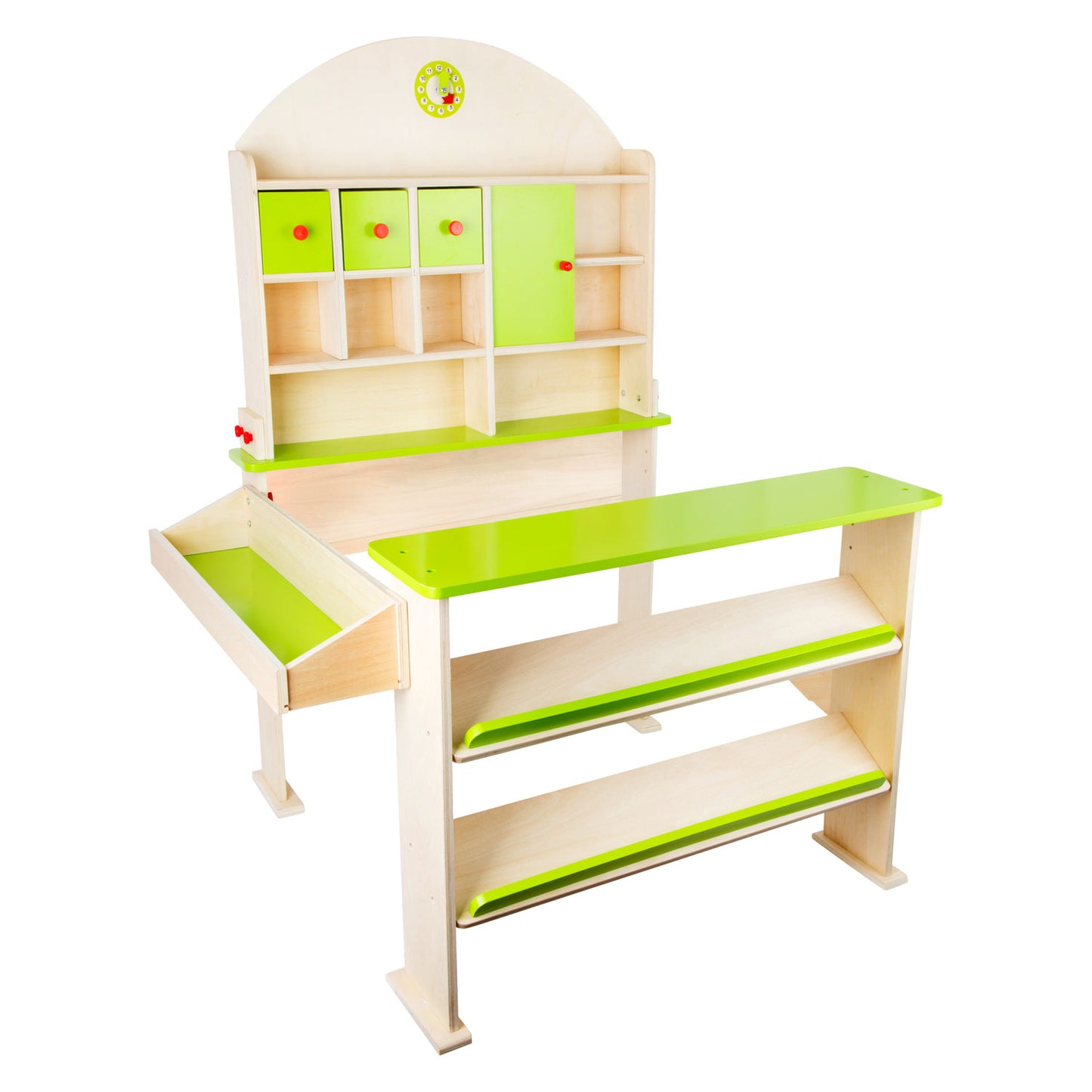 Petit marché en bois et magasin de Straam