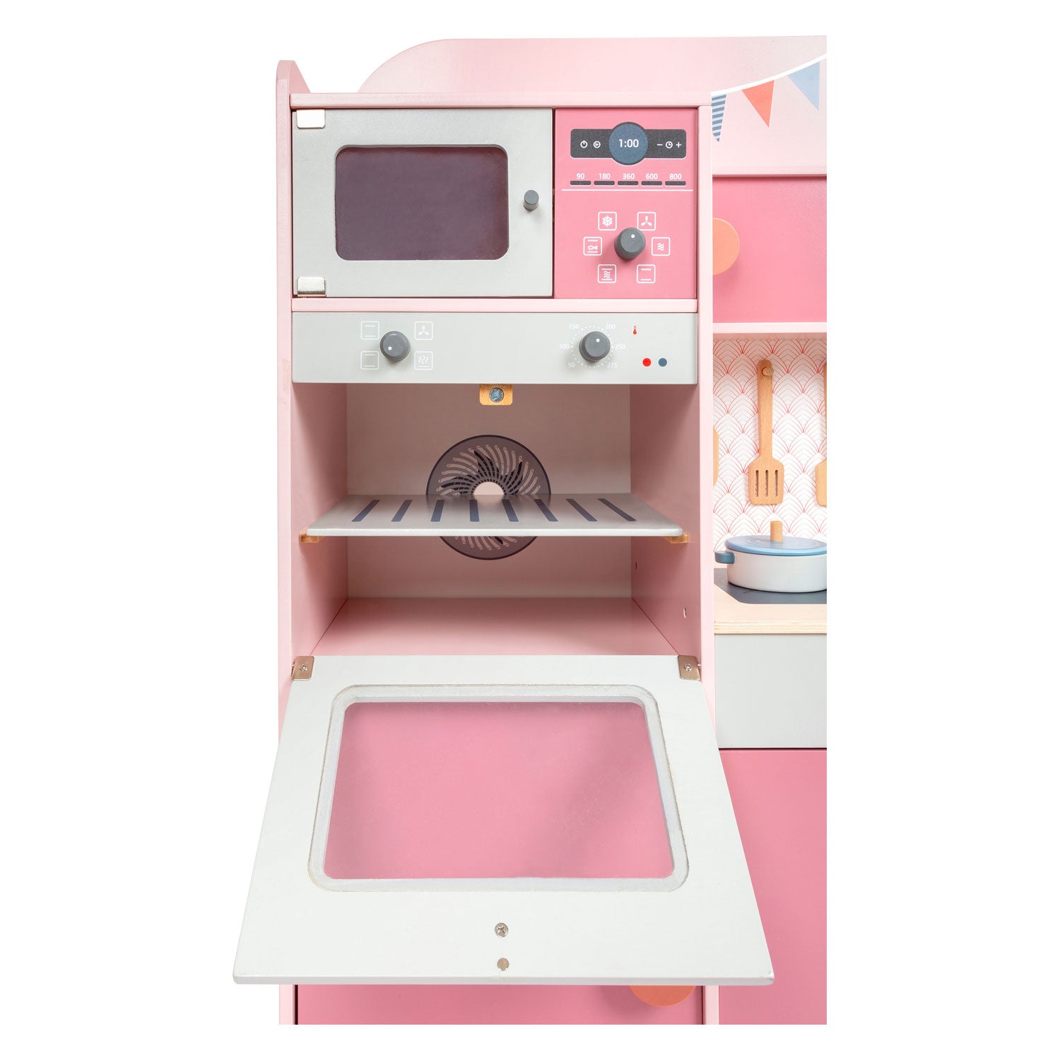 Petit pied en bois de cuisine rose rose, 12dlg.