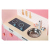 Petit pied en bois de cuisine rose rose, 12dlg.