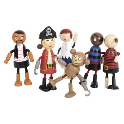 Petits poupées en bois pirate pirates, 6e.