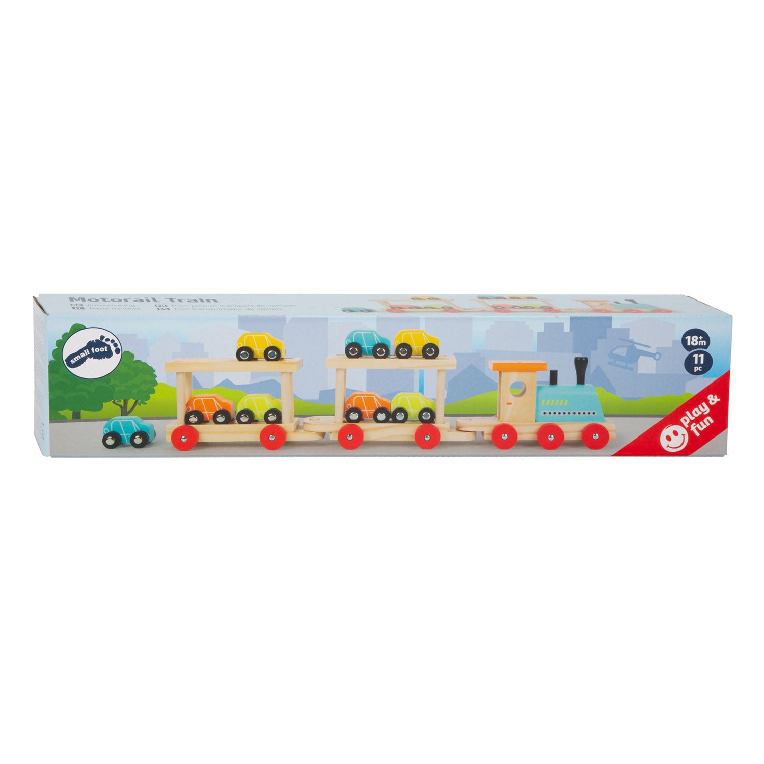 Small Foot Wooden Train Transporter avec voitures, 11dlg.