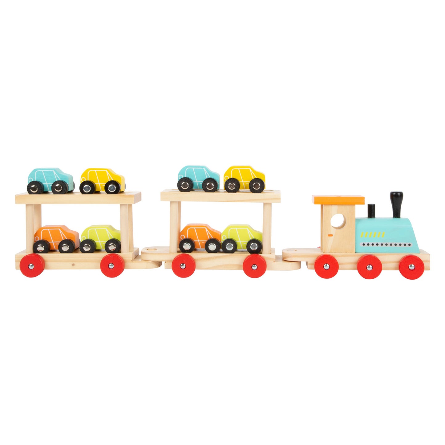 Small Foot Wooden Train Transporter avec voitures, 11dlg.