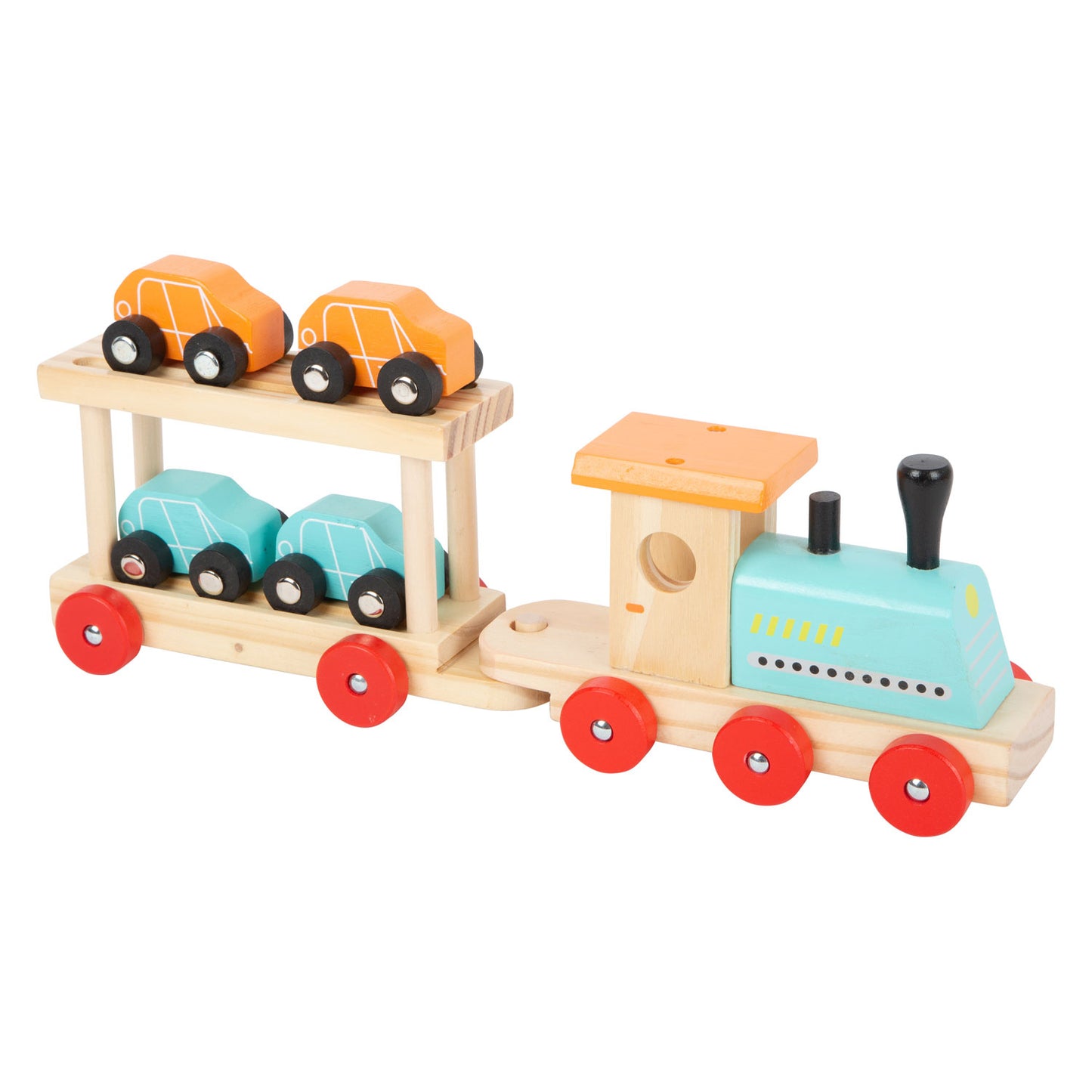Small Foot Wooden Train Transporter avec voitures, 11dlg.
