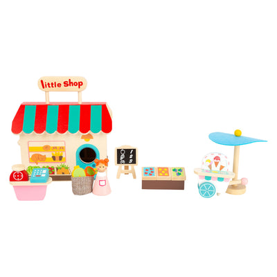 Petit pied Houten ensemble Speelwinkel Poppenhuis, 15dlg.