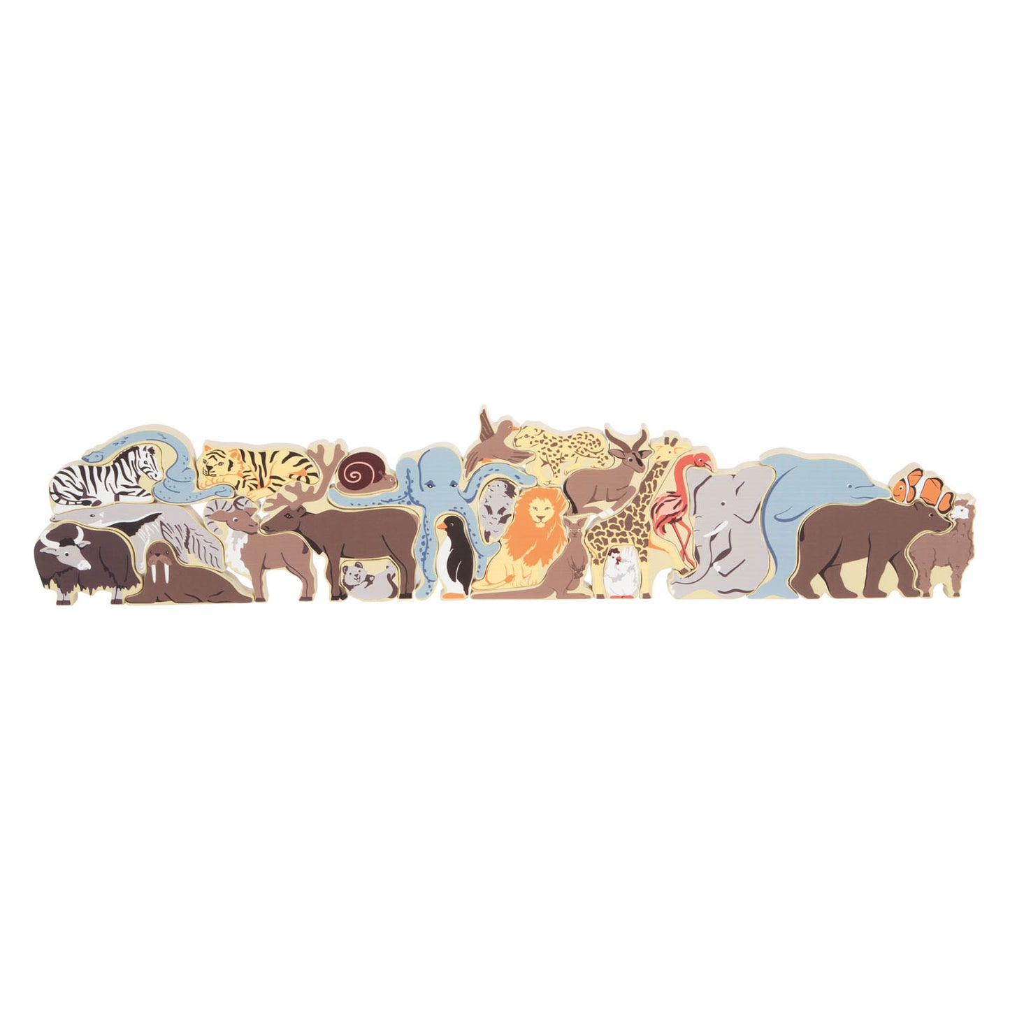 Petite lettre en bois et façonnez des animaux de puzzle, 26e.