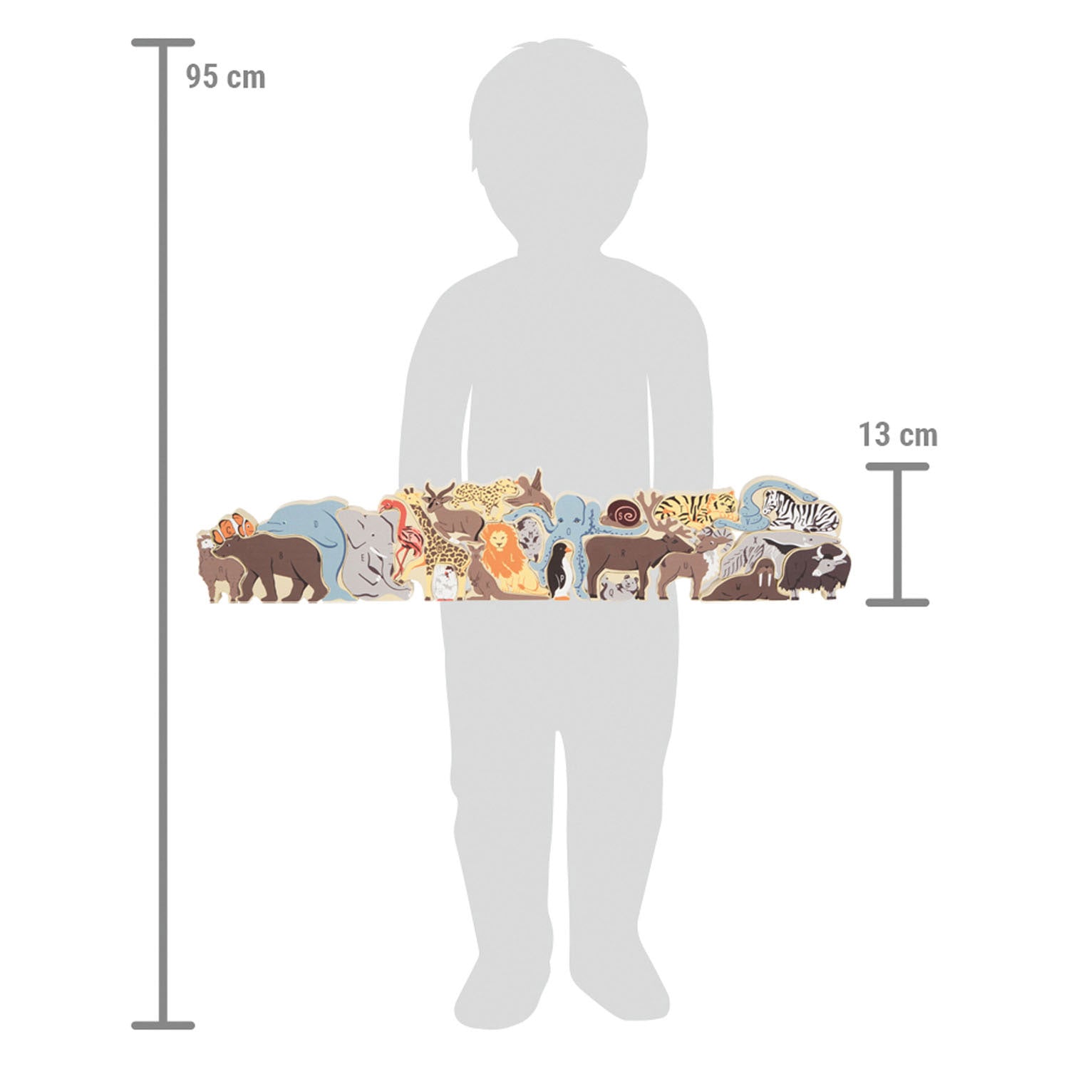 Petite lettre en bois et façonnez des animaux de puzzle, 26e.