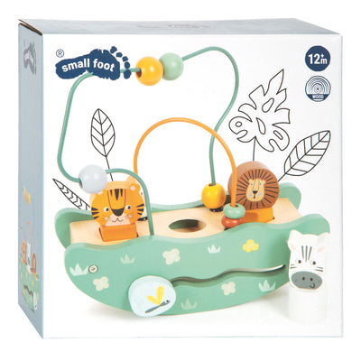Petit pied d'équilibre en bois moteur piral safari