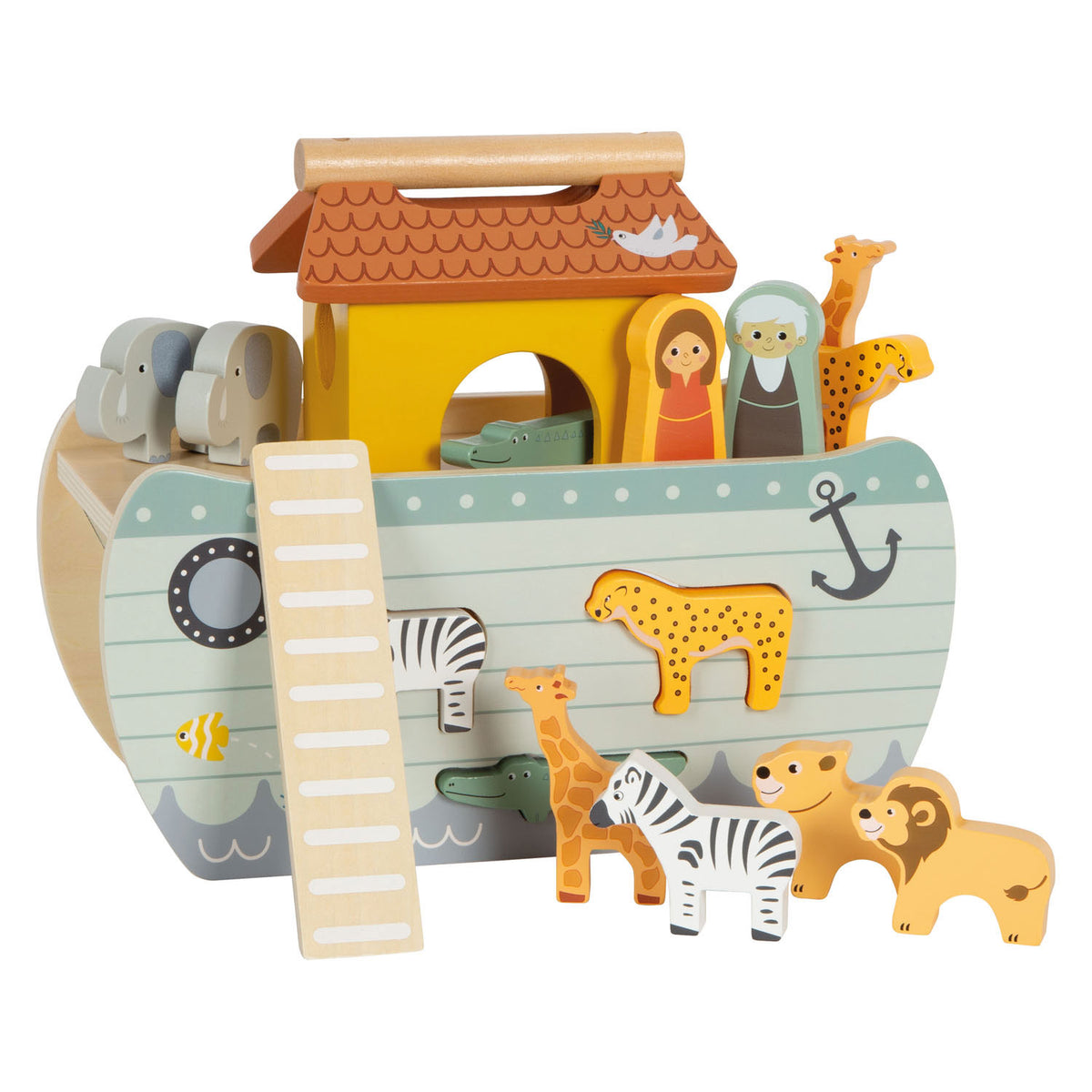 Petit pied en bois ragoût arche de Noah Safari, 15dlg.