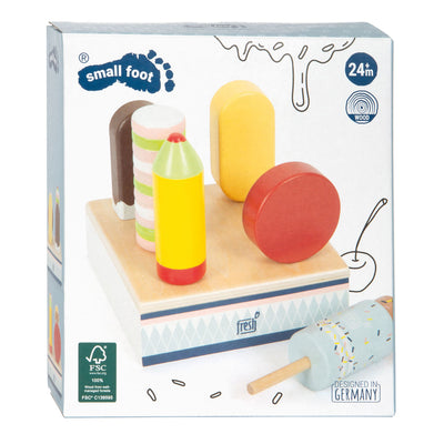 Petits glaces en bois à pied frais avec standard, 7dlg.