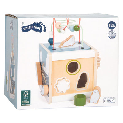 Petit pied en bois moteur activité cube arctique