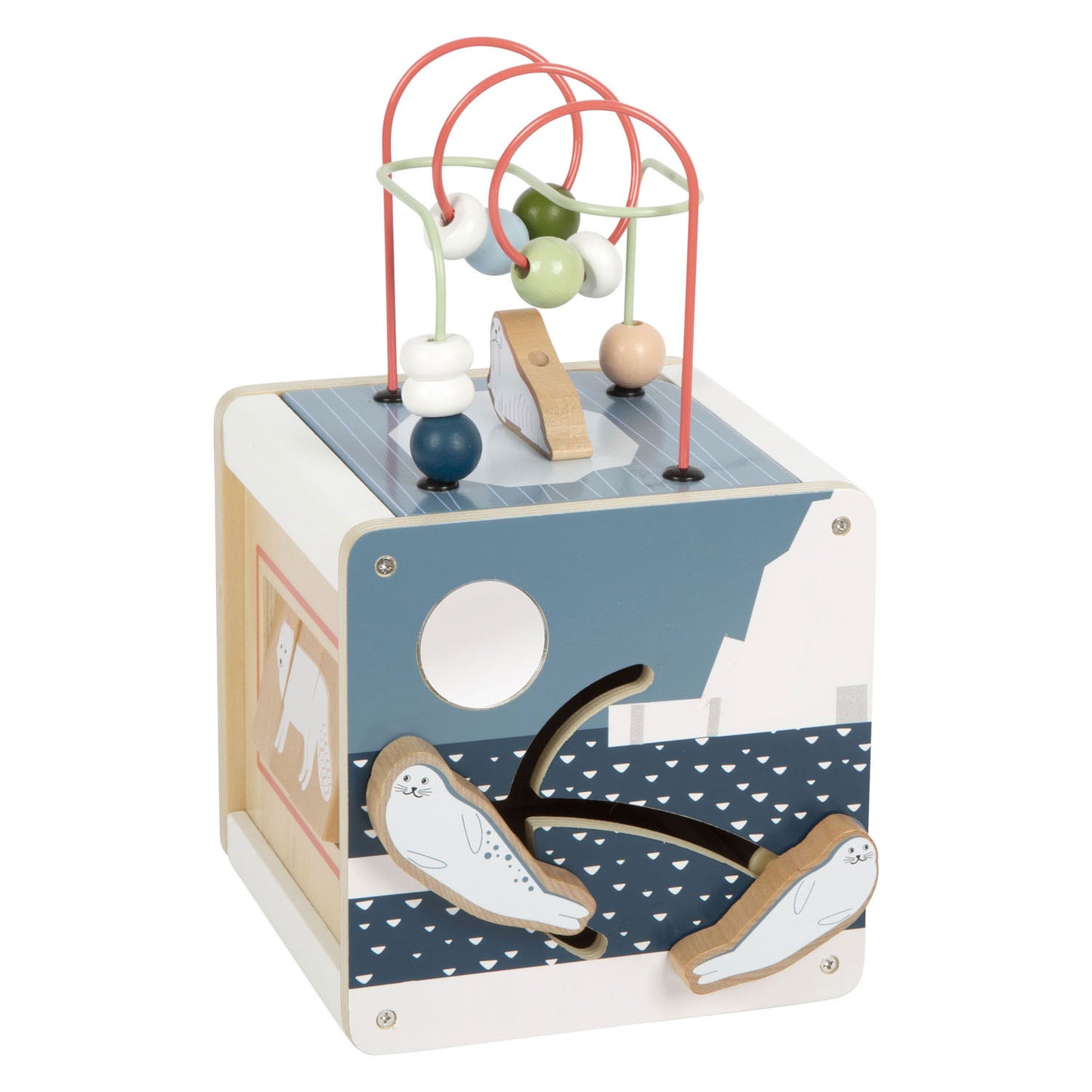 Petit pied en bois moteur activité cube arctique