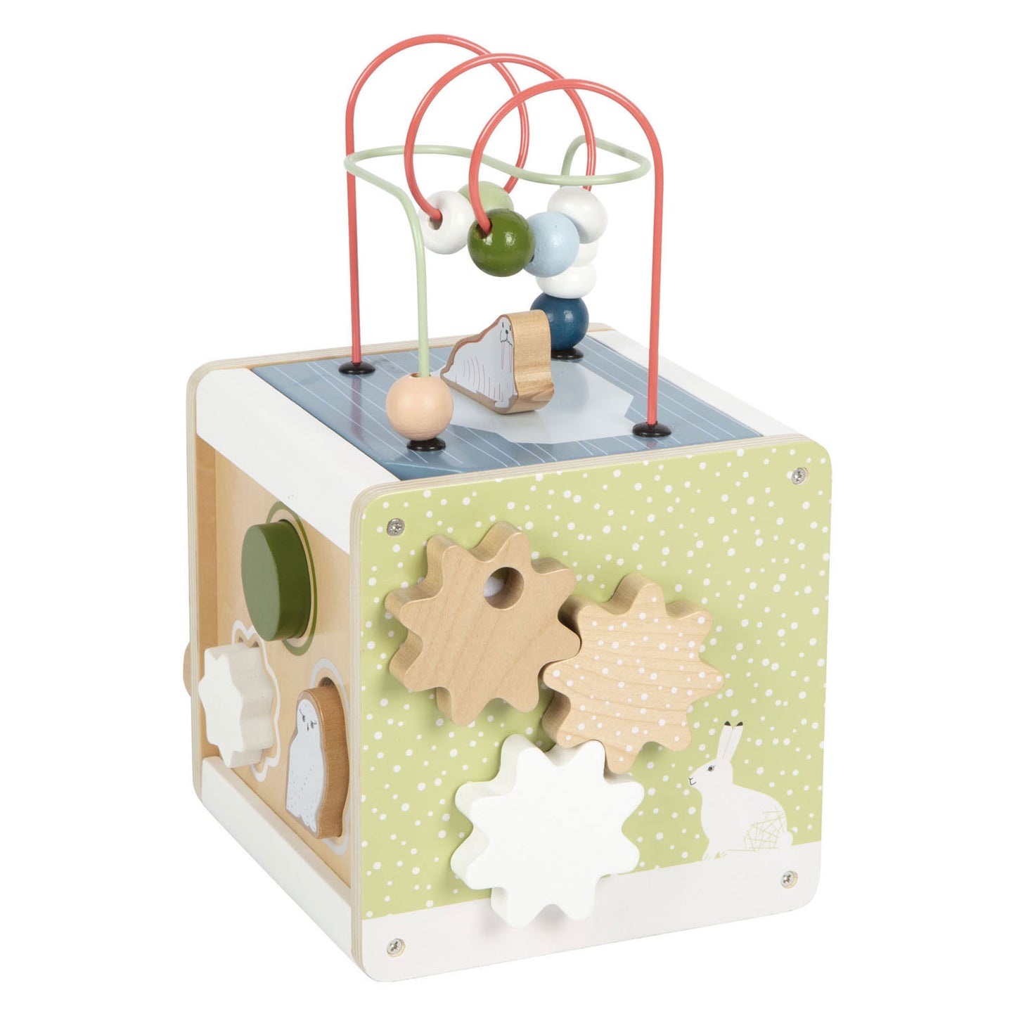 Petit pied en bois moteur activité cube arctique