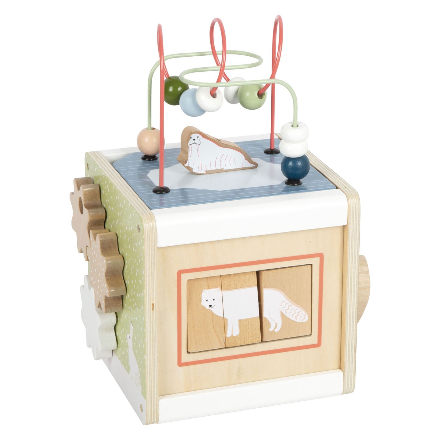 Petit pied en bois moteur activité cube arctique