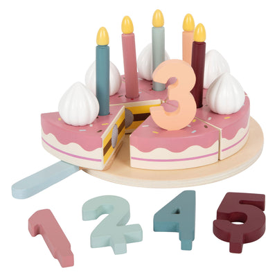 Cake d'anniversaire de coupe en bois petit pied, 18dlg.