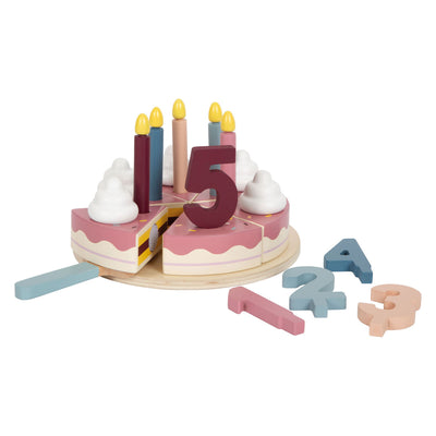 Cake d'anniversaire de coupe en bois petit pied, 18dlg.