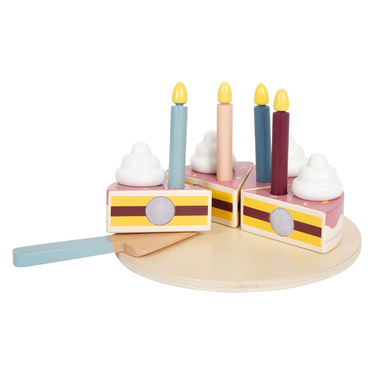 Cake d'anniversaire de coupe en bois petit pied, 18dlg.