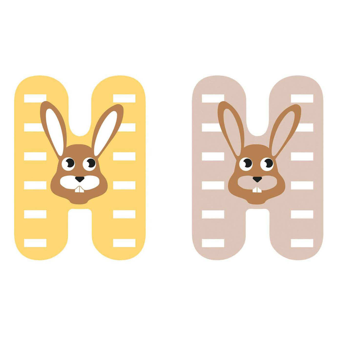 Petit pied animaux en bois enfant lettre h
