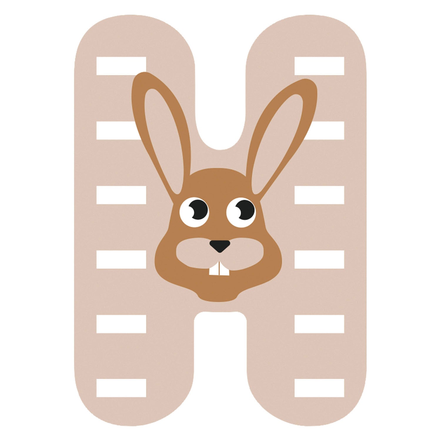 Petit pied animaux en bois enfant lettre h