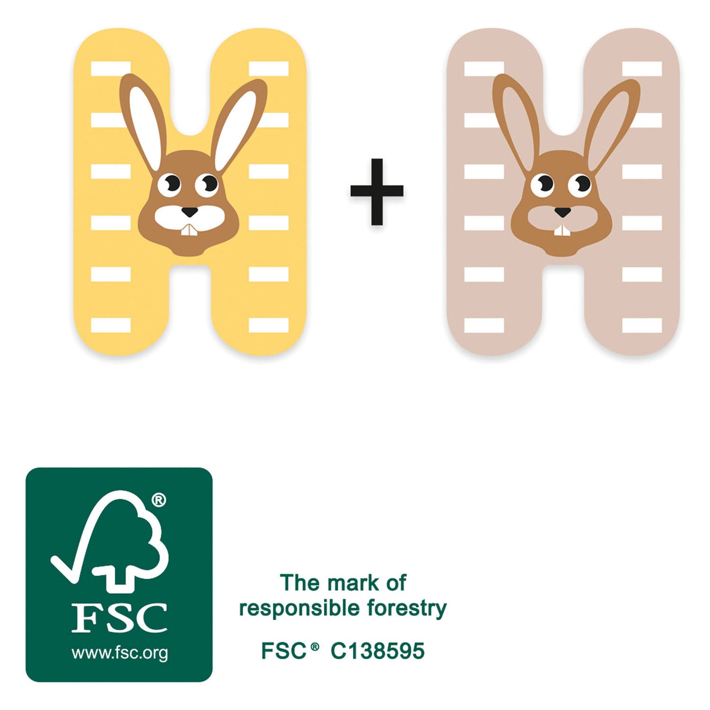 Petit pied animaux en bois enfant lettre h