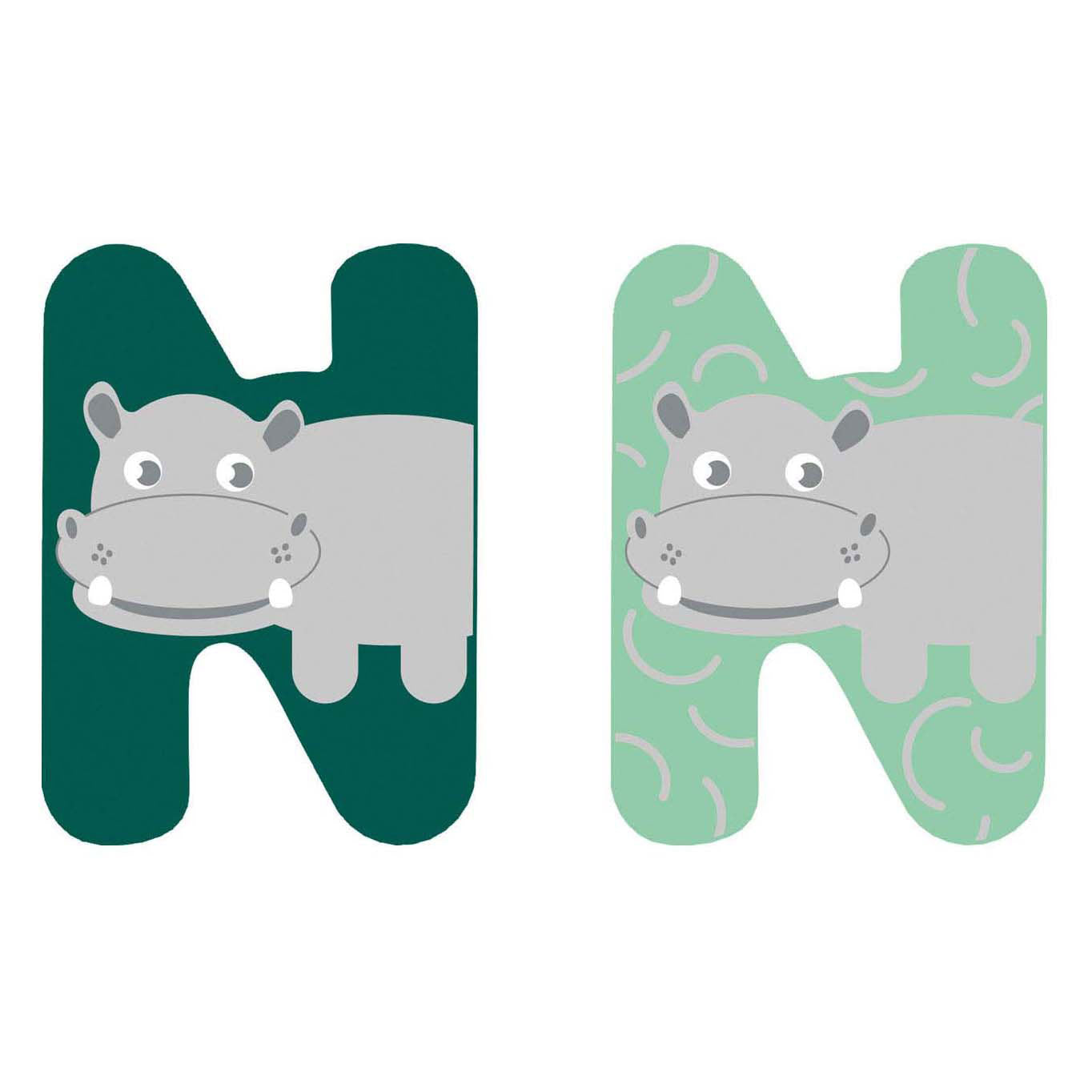 Petit pied animaux en bois enfant lettre n