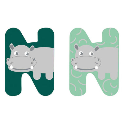 Petit pied animaux en bois enfant lettre n