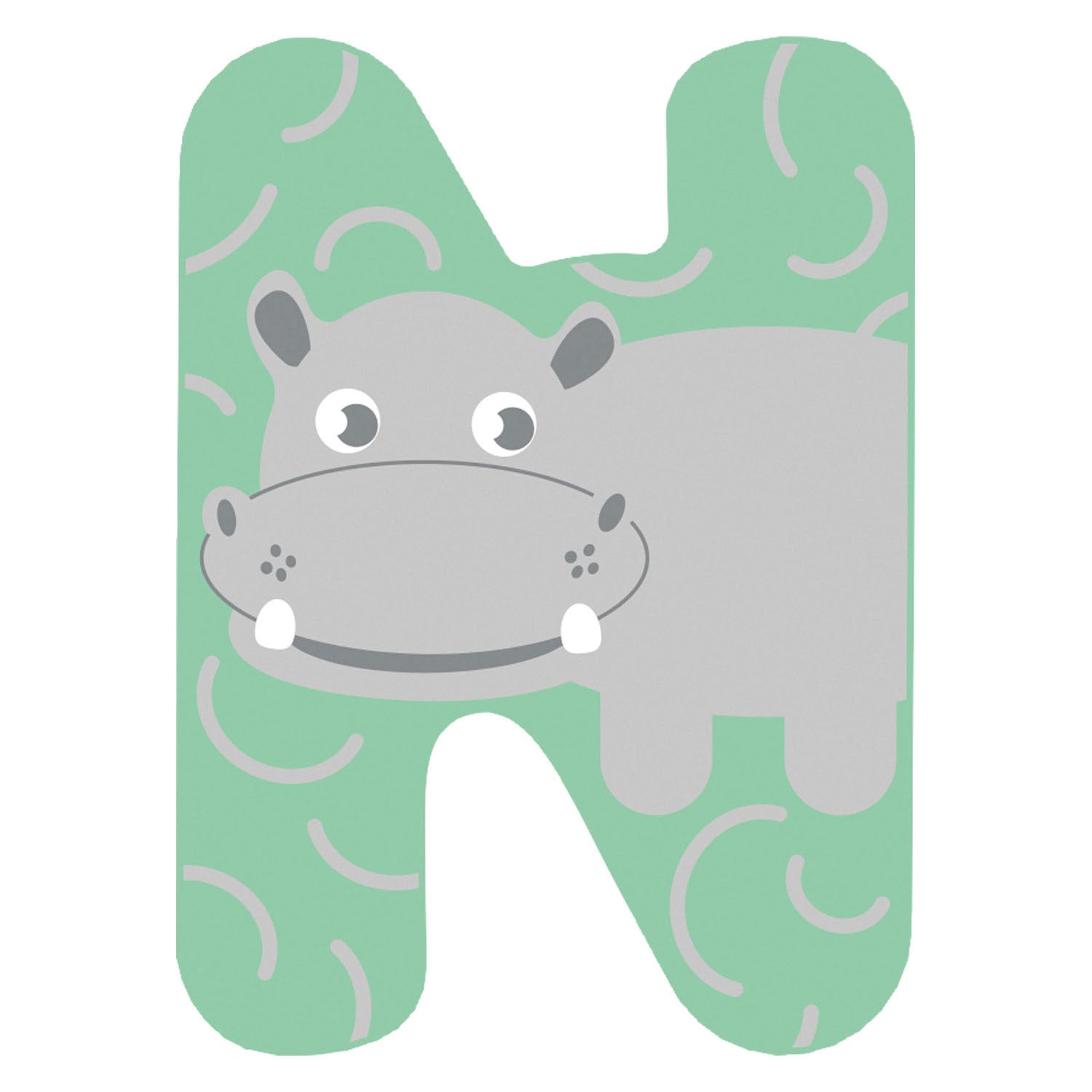 Petit pied animaux en bois enfant lettre n
