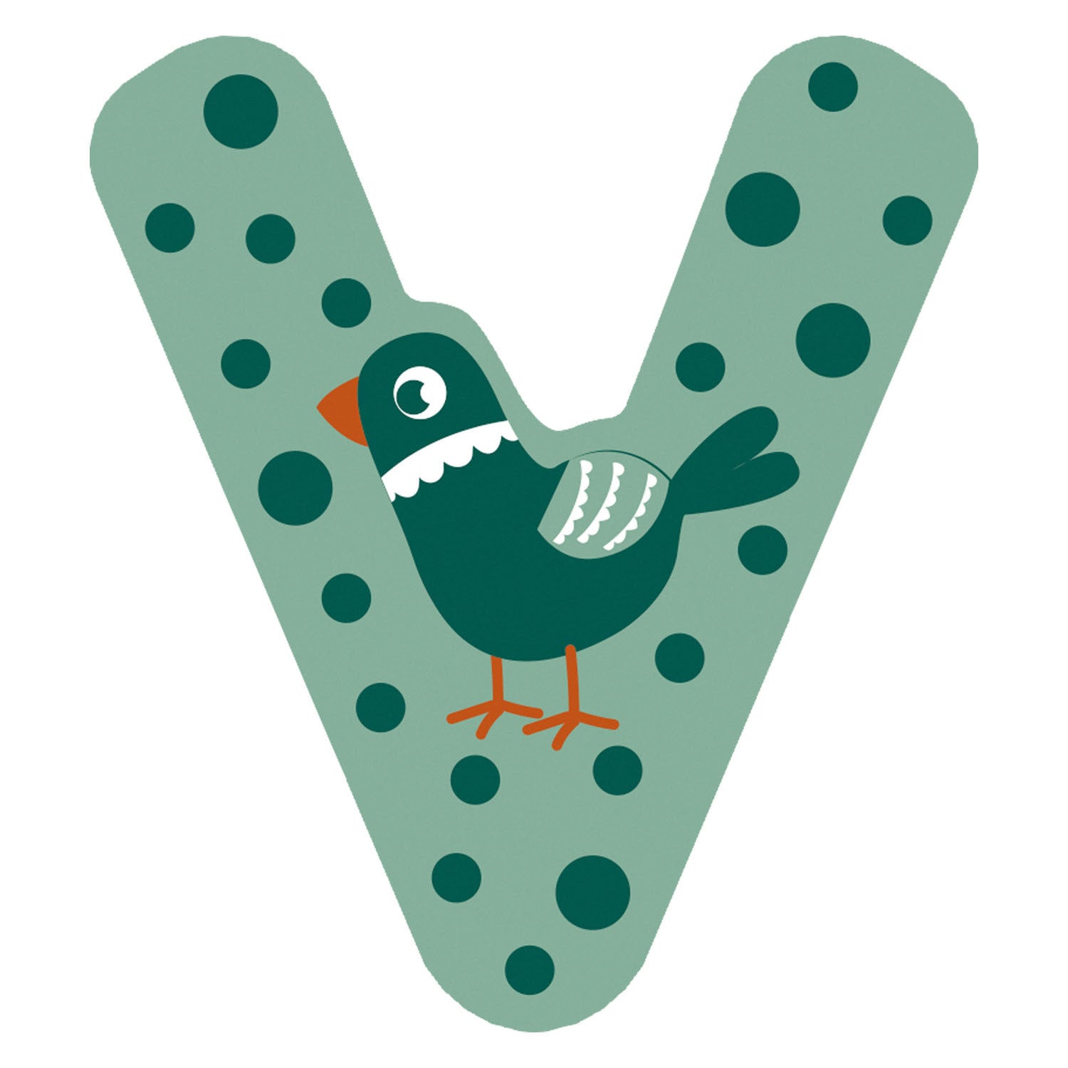 Petit pied animaux en bois enfant lettre V