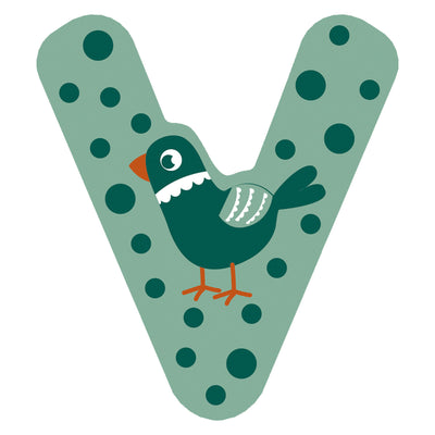 Petit pied animaux en bois enfant lettre V