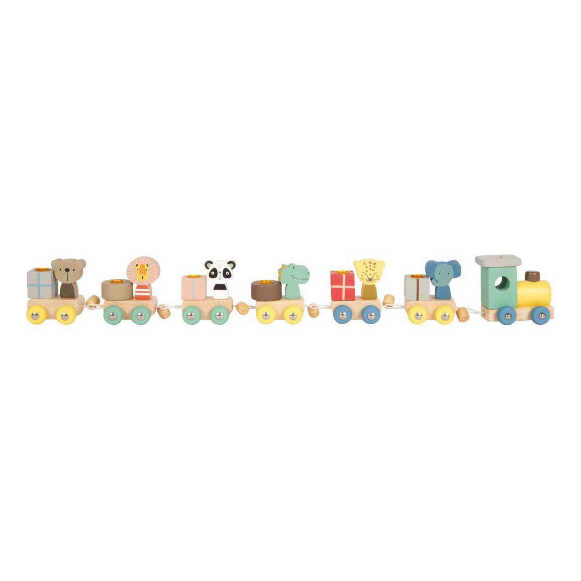 Petit pied - train d'anniversaire en bois avec animaux