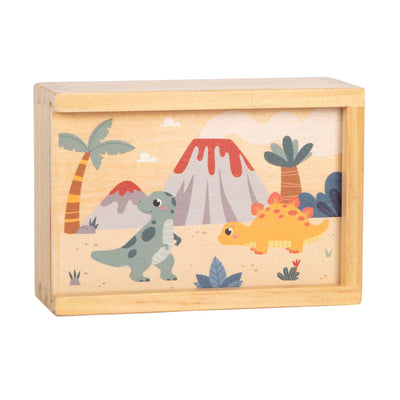 Jeu de mémo en bois à petit pied dans la boîte de stockage