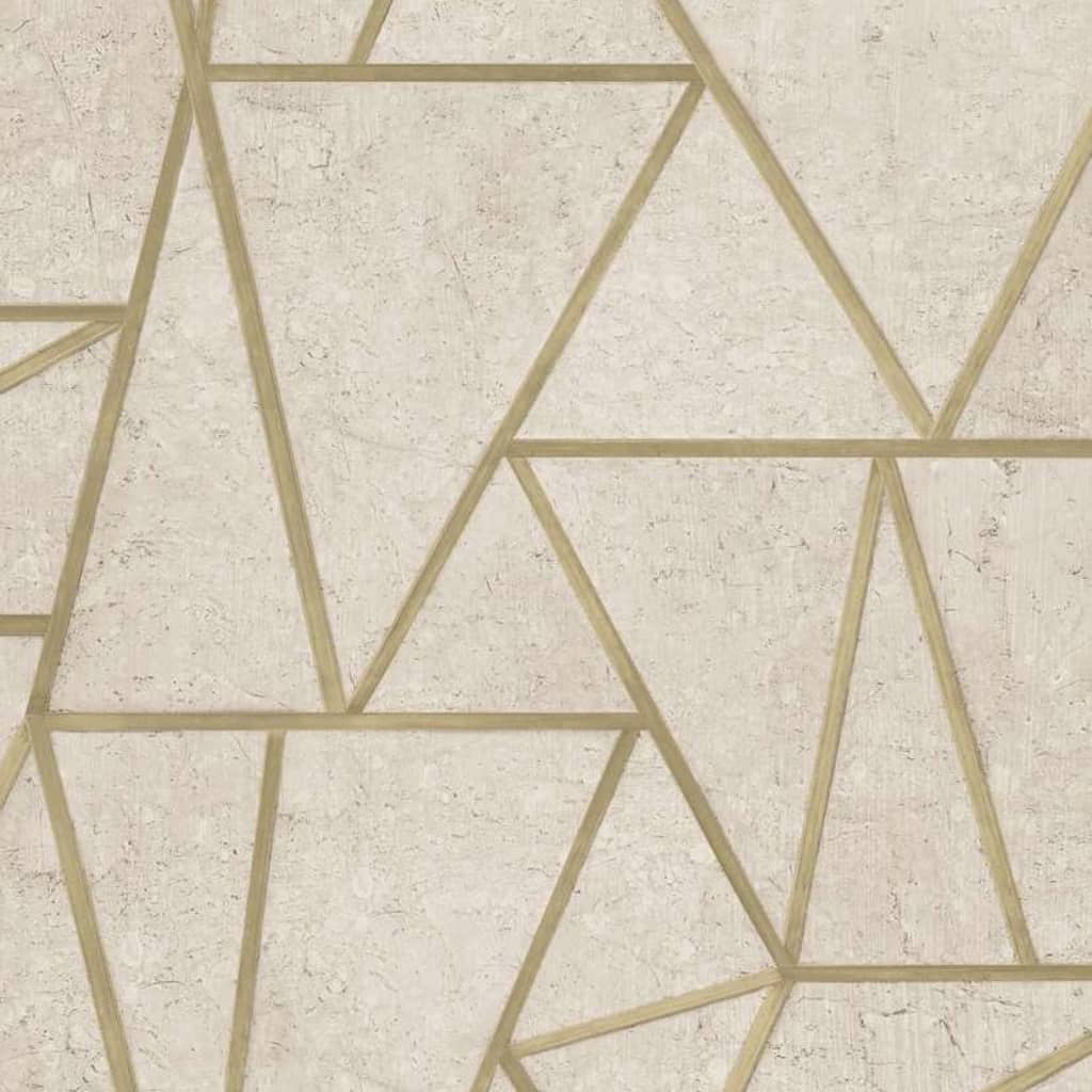 Covergs muraux néerlandais Triangles de papier peint de papier peint néerlandais beige et or