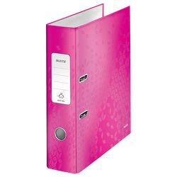 Ordner leitz 10050023 carton 80g m2 a4 largeur 8cm rose trou de préhension étiquette au dos