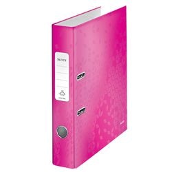 Ordner leitz 10060023 carton 80g m2 a4 largeur 5cm rose trou de préhension étiquette au dos