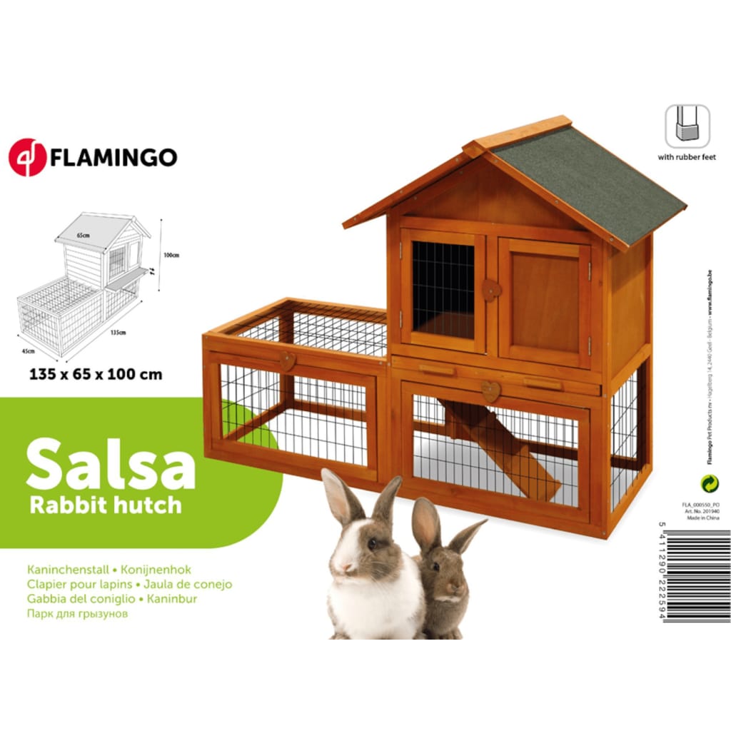 Flamingo Flamingo Rabbit Hutch salsa 135x65x100 cm brun