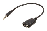 VALUELLINE VALULINE VLAP22100B02 JACK STÉRÉO Câble de distribution audio 3,5 mm mâle 2x 3,5 mm Femelle 0,20 m noir - afbeelding 1